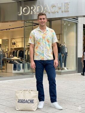 Jordache Yellow and Orange Floral Button-Down Shirt